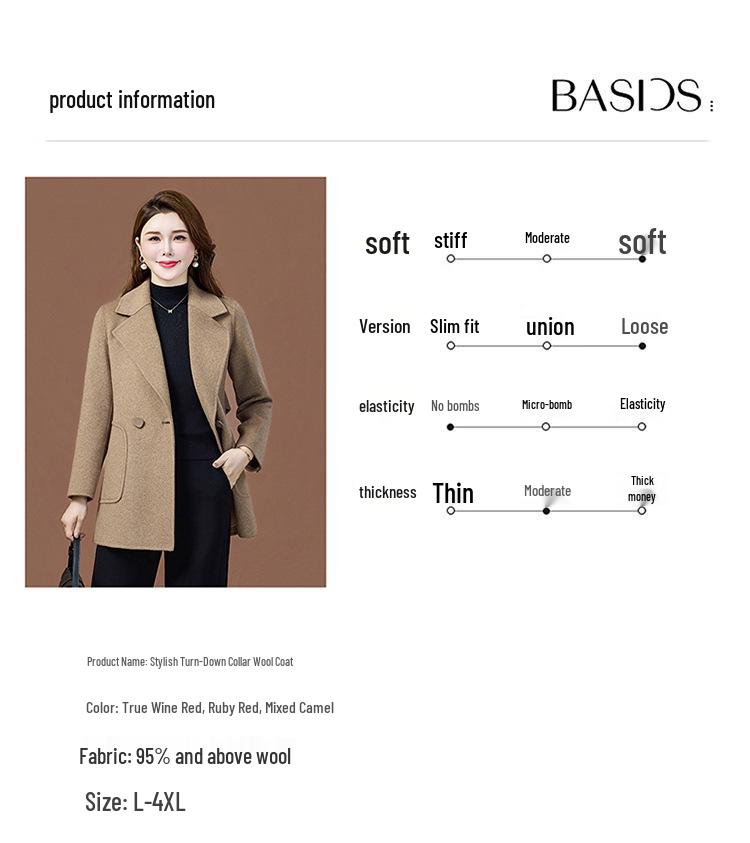 Women's Slimming Double-Faced Cashmere Coat - High-End Winter 2025 Collection for Middle-Aged Women