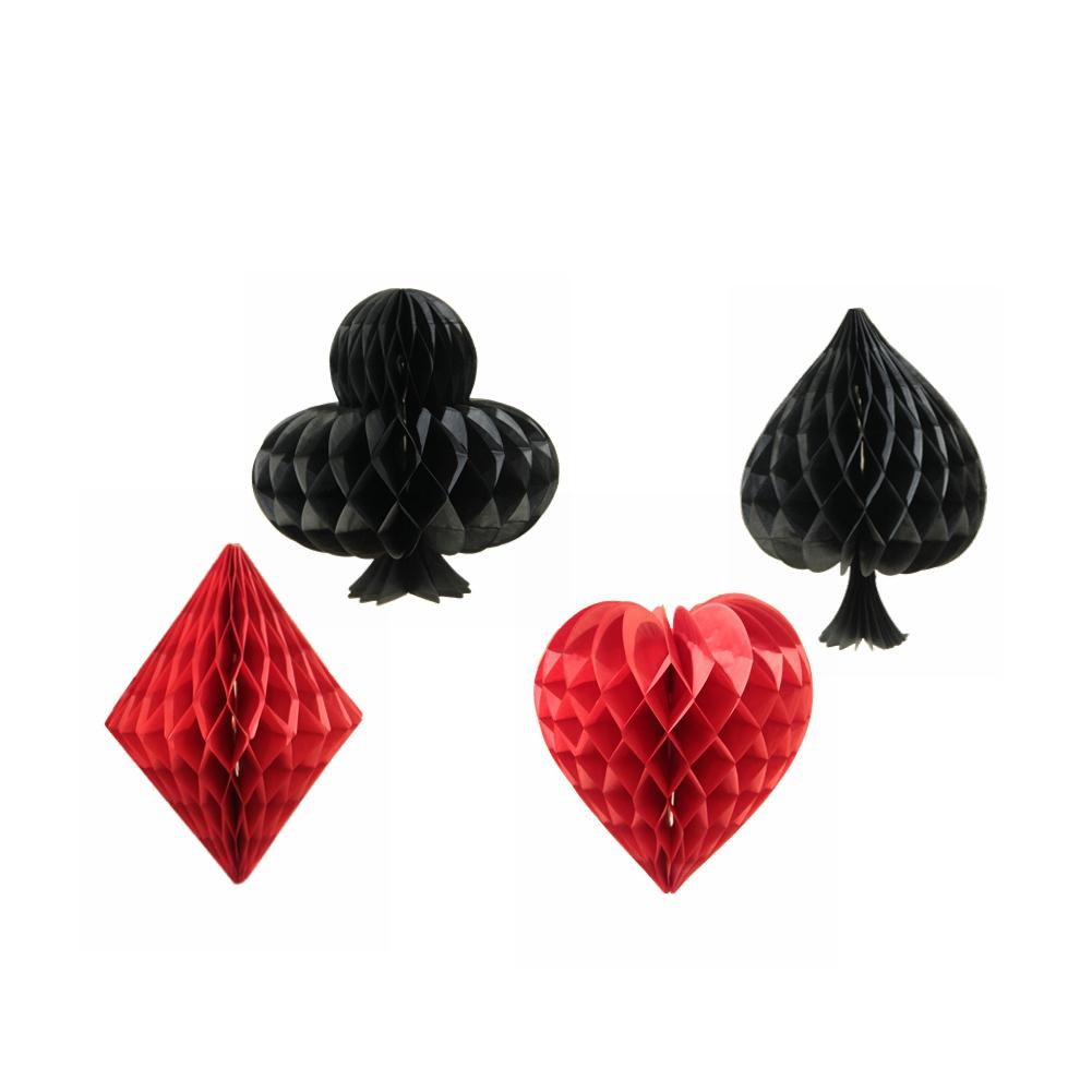 

4 шт./компл., украшение для дома в виде сот, подвесное украшение для вечеринки, игральная карта, тематика казино, бумажный кулон «сделай сам», реквизит для фотосъемки