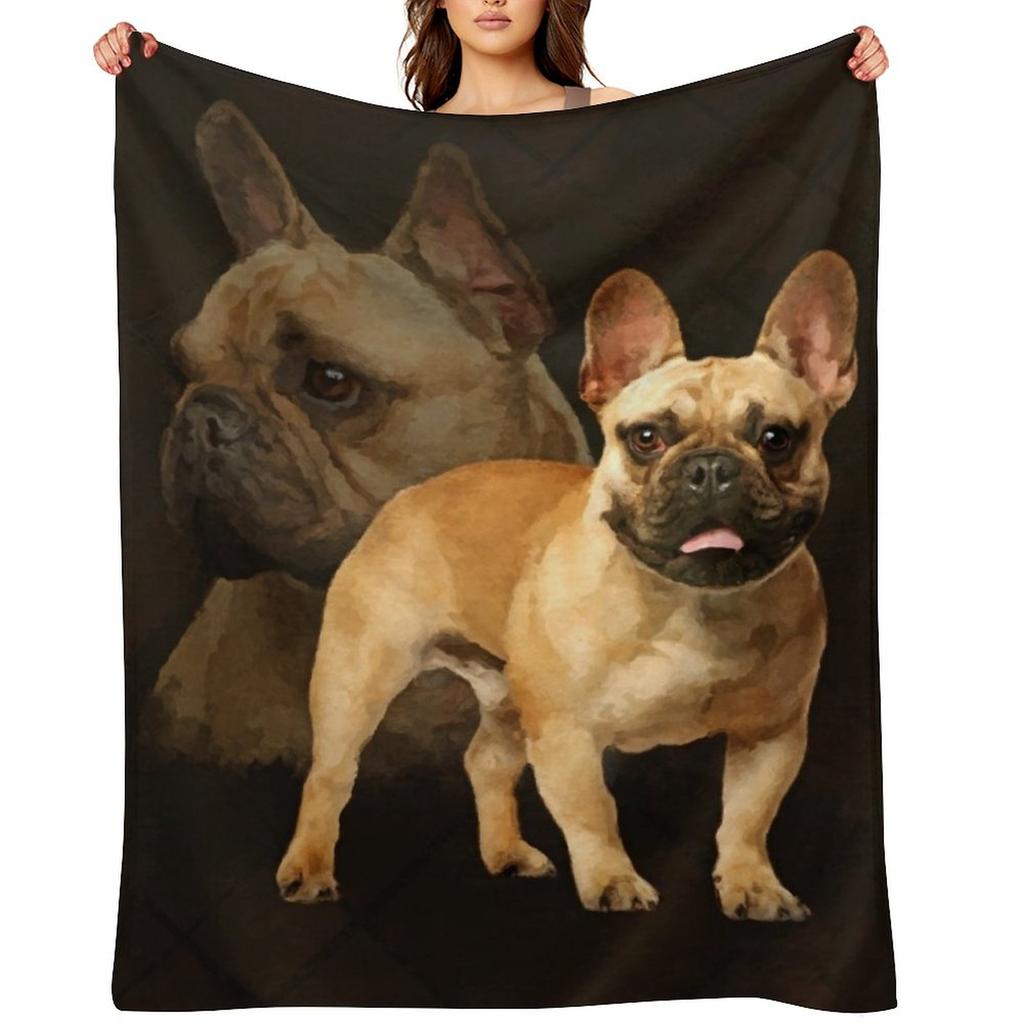 French Bulldog -Frenchie Dog Throw Blanket Anime Sofas Sofa Bed Decoratives Blankets
