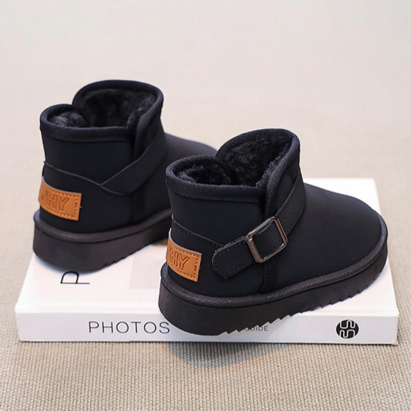 Kış Çocuk Polar Astarlı Kalınlaştırılmış Kar Botları Kaymaz Yumuşak Tabanlı Sıcak Kolay Giyilen Pamuklu Ayakkabılar