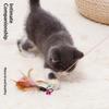 Flexible Steel Wire Cat Teaser Wand with Soft Feather Crisp Bell Interactive Play Toy for Indoor Cats Daily Play