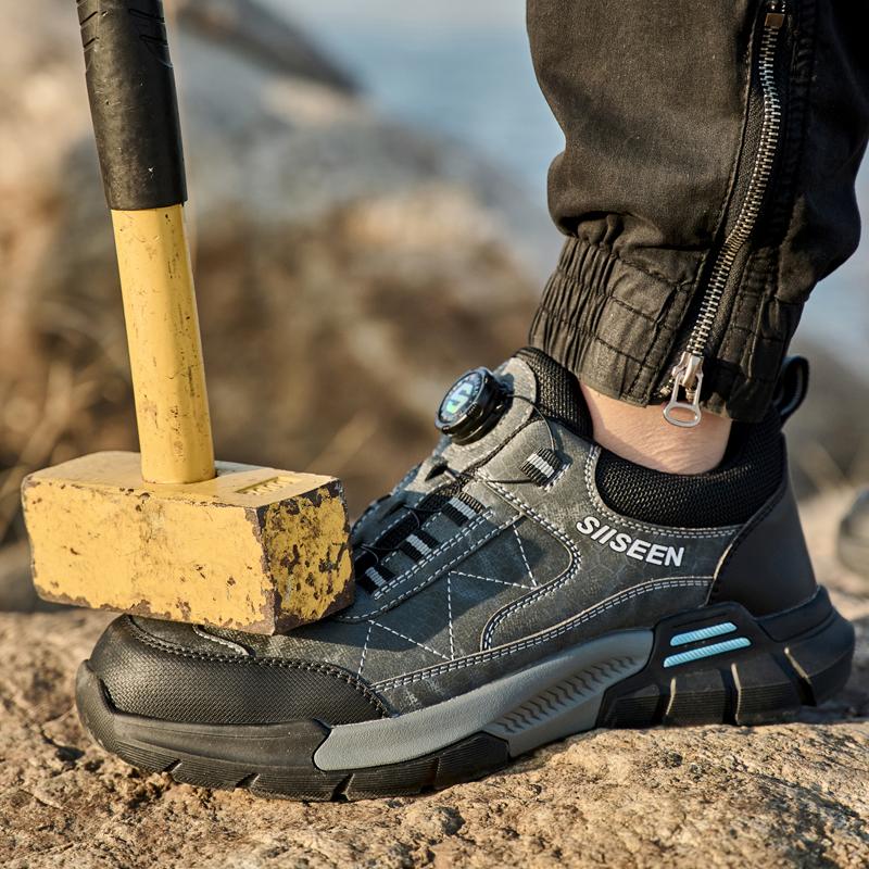 Rotating button Men's Sports Shoes Protection Boots Safety Shoes Men Work Sneakers Steel toe shoes Puncture-Proof Work Shoes