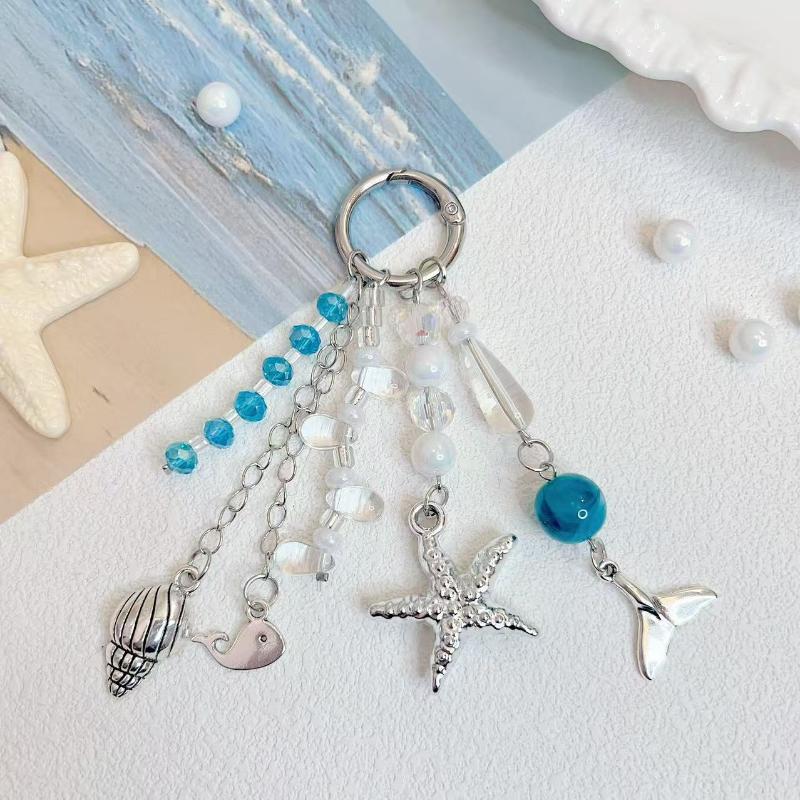 Y2K Shell Conch Fish Beads Keychain Fashion Handbag Pendant Beads Key Ring Jewelry Accessories Girls Gifts