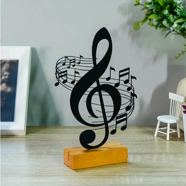 Kreative Metallmusiknoten-Kunst mit Holzsockel Dekoration Ornament