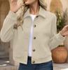 Women's Long Sleeve Jacket Zip Up Lapel Collar Casual Outerwear Coat