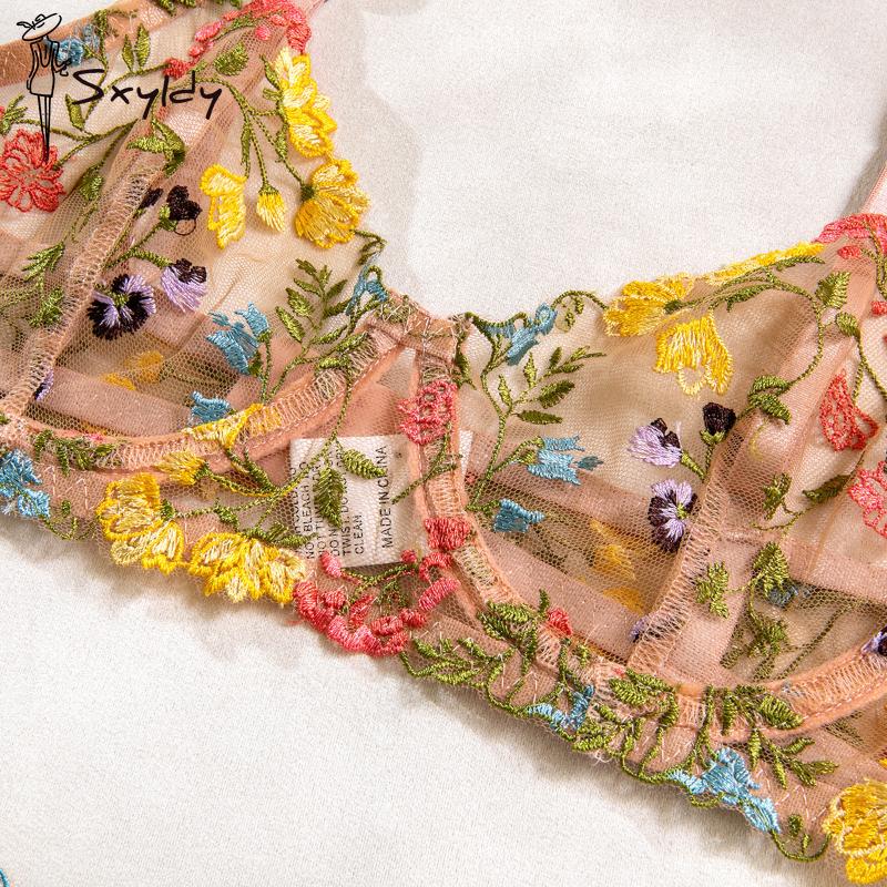 Sexy, einlagiger Bügel-BH mit kleinem Blumenmuster, verstellbarer Tanga, sexy Unterwäscheset