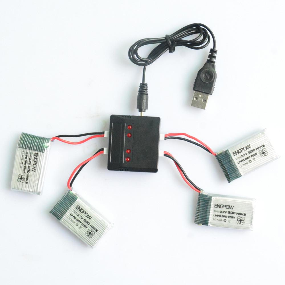 4pcs 3.7V Lipo Battery 650mAh W// USB Charger /& Cable For RC Drone Airplane Toys