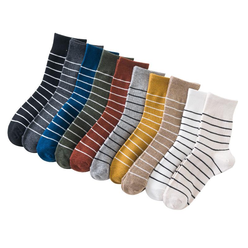 Damskie Wiosenne i Jesienne Nowe Klasyczne Paski Styl College Oddychające Bawełniane Skarpety