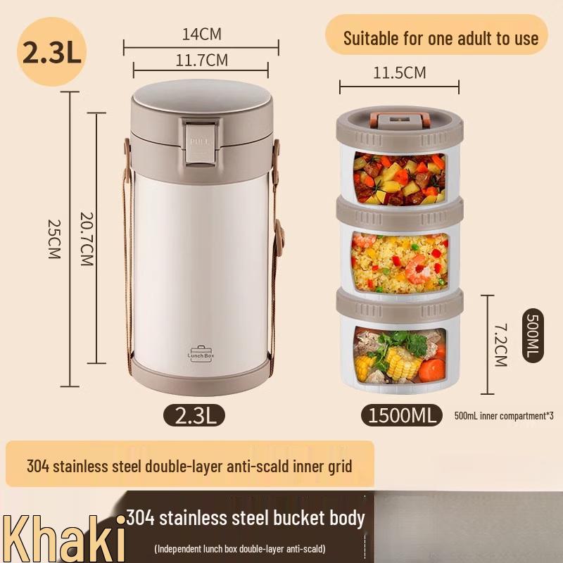 Portable 3-Layer Stainless Steel Insulated Food Container