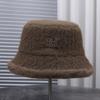 New fashion plush woolen imitation mink bucket hat women's autumn and winter versatile show small face warm bucket basin hat