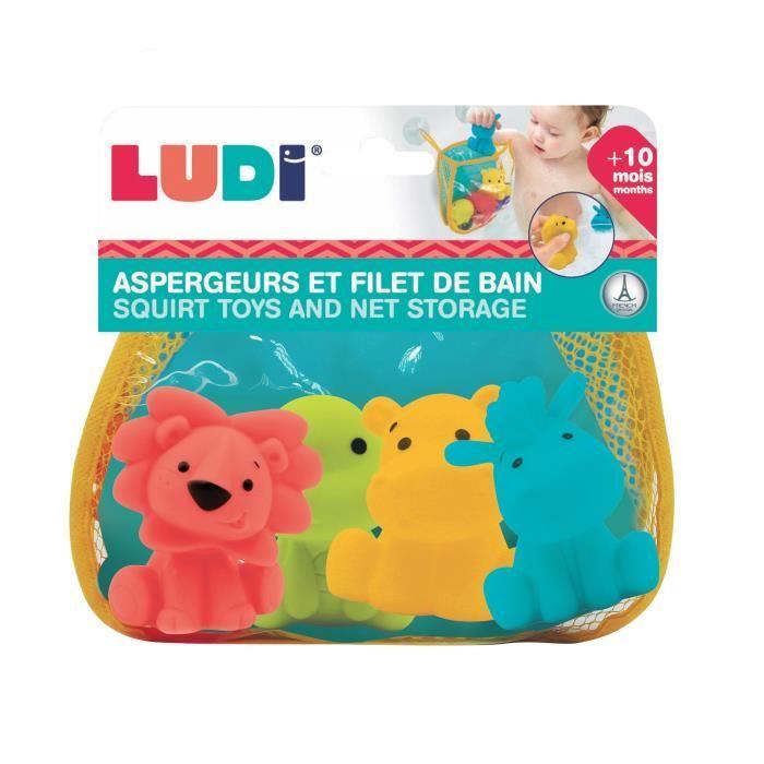 Ludi Bath Toy - 4 Animal Sprinklers + Storage Net - Pvc - from 10 Months