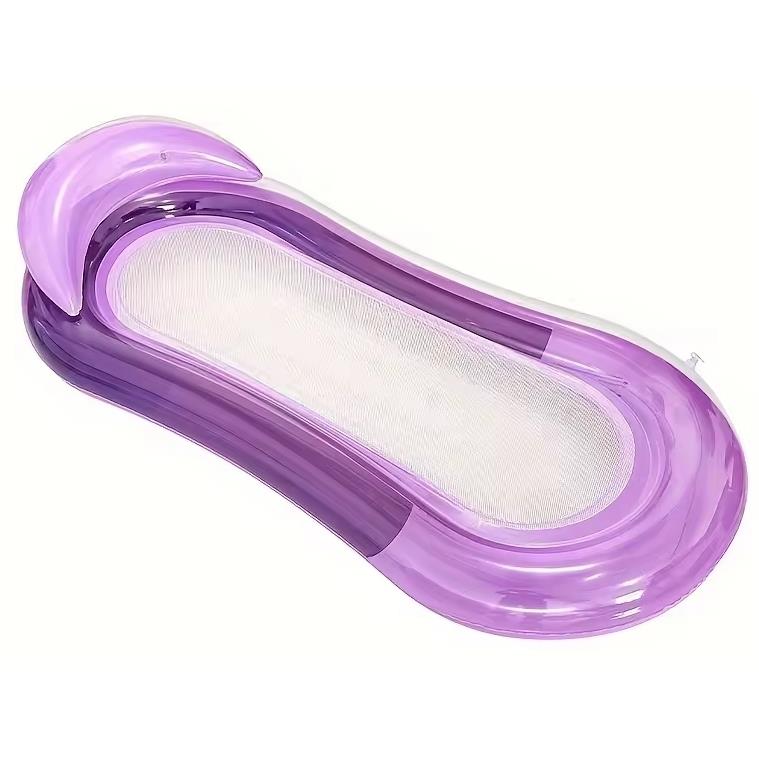 Inflatable Mattress for Swimming, Deckchair, Armchair with Backrest for Water, Mesh, 160x70 Cm, Purple