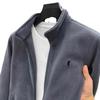 Men's Versatile American-Style Fleece Hoodie - Solid Color, Thickened, Stand Collar, Loose Fit, Plus Size, Wear-Resistant Outerwear