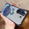KEYSION Shockproof Plating Phone Case for VIVO V60 5G Clear Soft TPU Glitter Jewelled Swan Kickstand Back Cover for VIVO V60