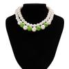 Green Element Necklace, Personalized Color Beaded Imitation Pearl Love Valentine'S Neck