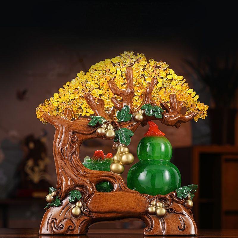 Golden Toad Attraction Wealth and Happiness Ornament Crystal Wealth Tree Gourd Money Shaker Tree Opening Decoration Gift