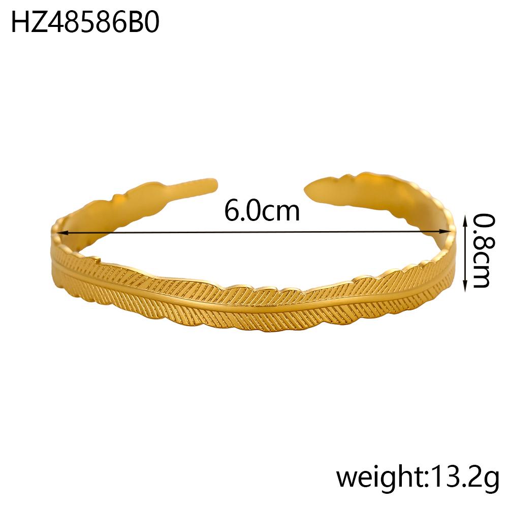 

CARLIDANA Hot Sale Personalized Stainless Steel Adjustable Bracelet INS 18k Gold Plated Hollow Star Leaf Cuff Bangle Bracelet