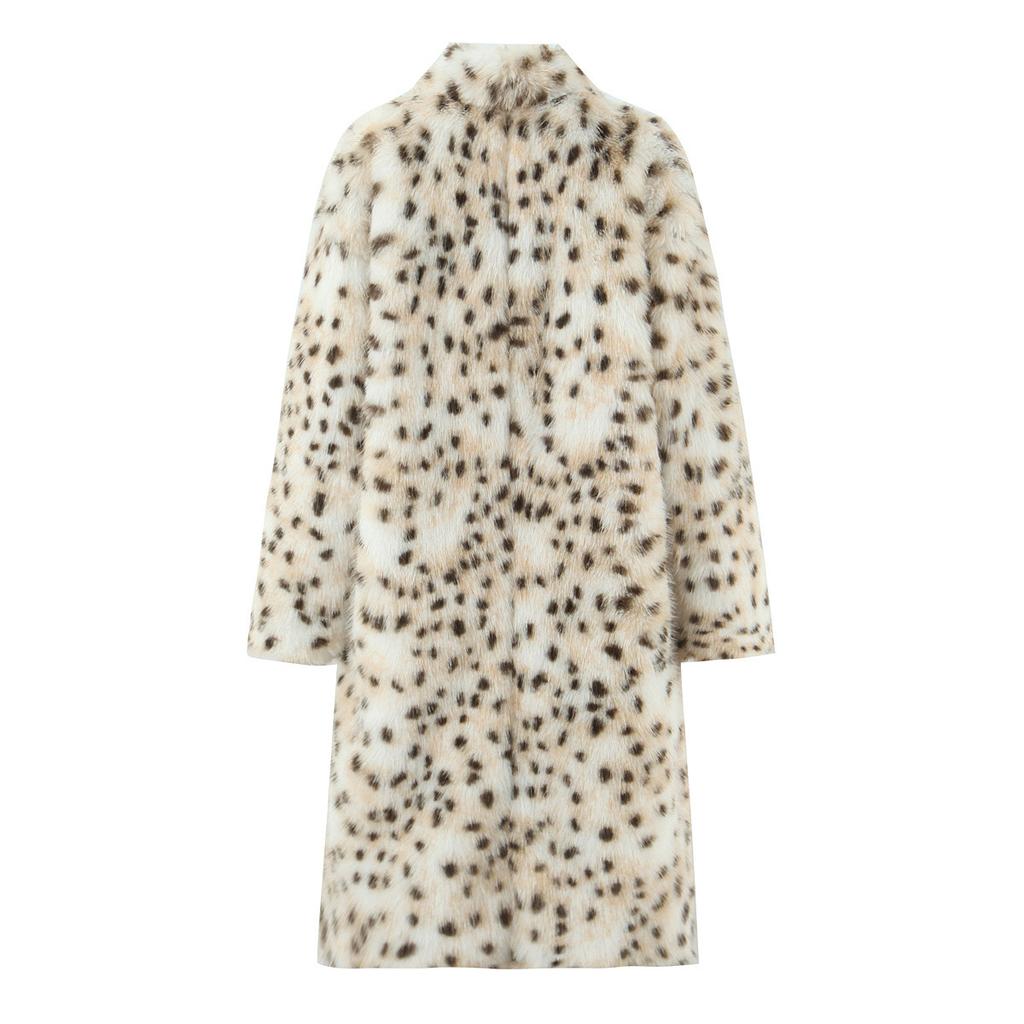 European and American style, new women's clothing, fashionable leopard print fur integrated long Mao Mao coat coat