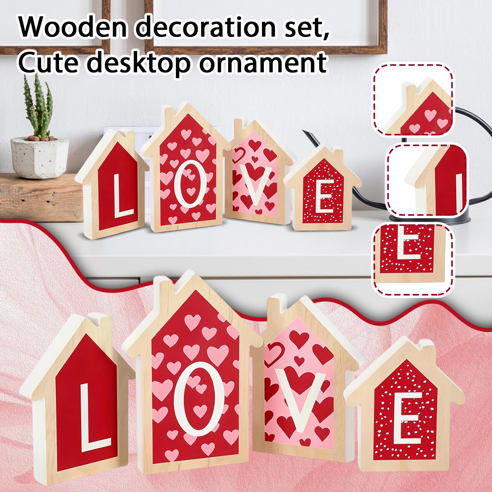 

Wooden Decor Set, Cute Table Ornaments For Living Room Bedroom Shelf Desktop One Size