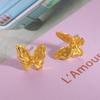 Dongdaemun Golden Butterfly Temperament Stud Earrings, Light Luxury Fashion Simple Celebrity Style Earrings Women