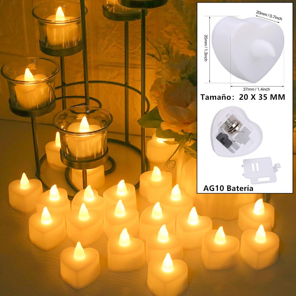 24Pcs Flameless Led Candle For Home Christmas Party Wedding Decoration Heart-shaped Electronic Battery-Power Tealight Candles