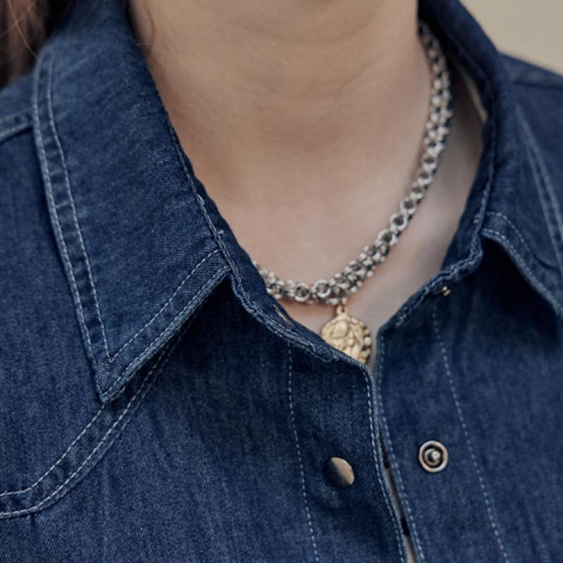 MAXZA Flap Pocket Crop Denim Shirt Zd04qb001on