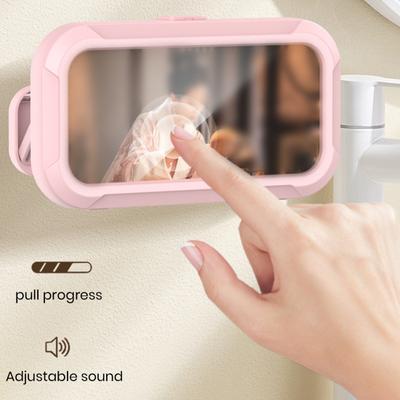 Suporte de telefone de parede giratório montado 360 graus experiência visual imersiva à prova d'água caixa de telefone móvel transparente