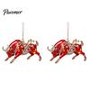 Xmas Party Hanging Ornaments 2 Pcs Zodiac Animals Christmas Ornaments, 2D Acrylic Red Animal Decorative Holiday Pendants Decorations, Chinese New Year