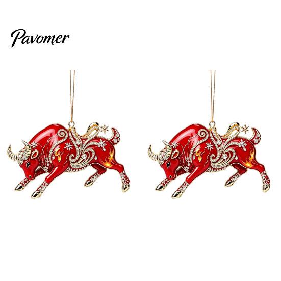 Xmas Party Hanging Ornaments 2 Pcs Zodiac Animals Christmas Ornaments, 2D Acrylic Red Animal Decorative Holiday Pendants Decorations, Chinese New Year