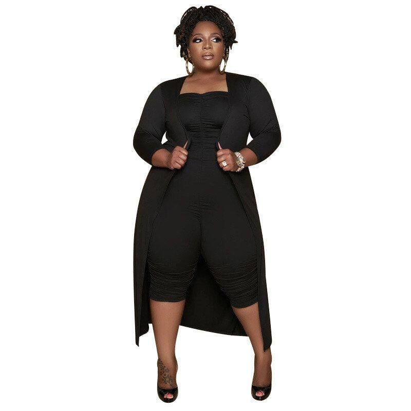 

Z3021 European and American New Style 2023 Spring Plus-Size Women s Fashion Two-Piece Set, Hip-Lifting, Tight-Fitting, Sexy Nightclub Outfit Black XL