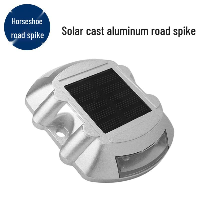 Horseshoe-Shaped Solar LED Aluminum Road Stud Light for Highways and Landscapes Green Flash