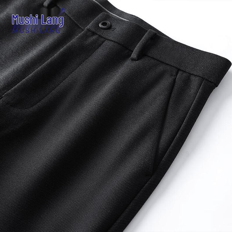 MUSHILANG Men's Wool-Blend Fleece-Lined Casual Business Pants