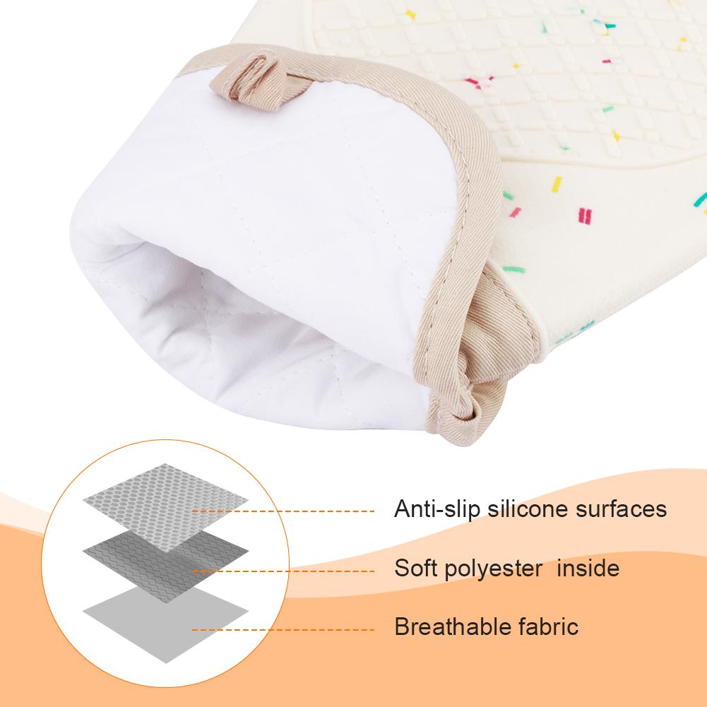 3pcs/set Heat Resistant Silicone Gloves Home Kitchen Accessories Waterproof Pot Holder BBQ Oven Mitts Pan Mat Cake Baking Tool