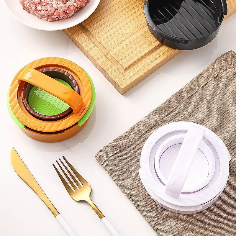 Hamburger-Presse-Set - Runde Fleisch-Patty-Form mit Presse, Spatel & Schneider-Set, Perfekt für hausgemachte Burger, BBQ & Küchenkochen