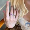 Vintage Fine Jewelry Luxury Daily Ring Light Rose Red Gemstone Rings For Women   Inlay Diamond Sweet Fine Accessories