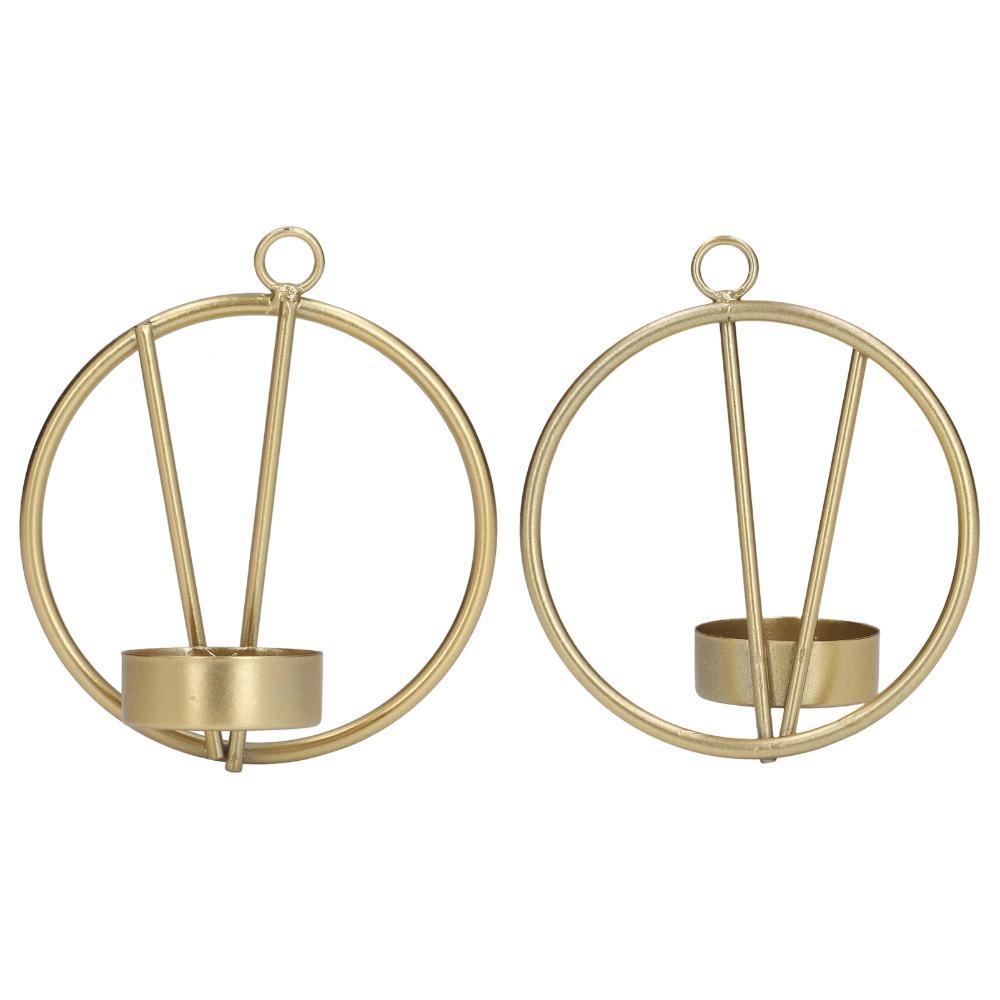 2pcs Wall Mounted Round Metal Candle Holder Iron Tealight Pillar Candlestick Bedroom Wall Decor