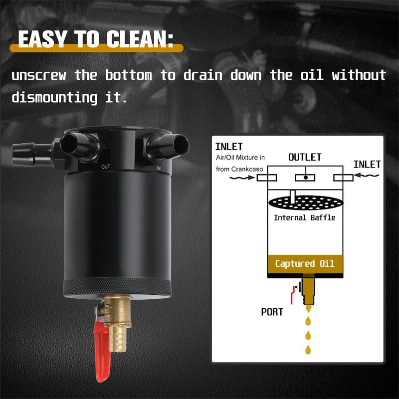 Universal Racing Baffled 3 port Oil Catch Can Tank Air Oil Separator With Removable Valve 3-hole Oil Kettle