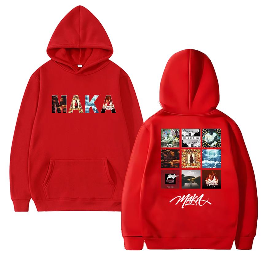 Hot Rapper Maka Music Album Tour 2025 Double Sided Cover Print Hoodie Unisex Hip Hop Punk Streetwear Men Women Fleece Sweatshirt