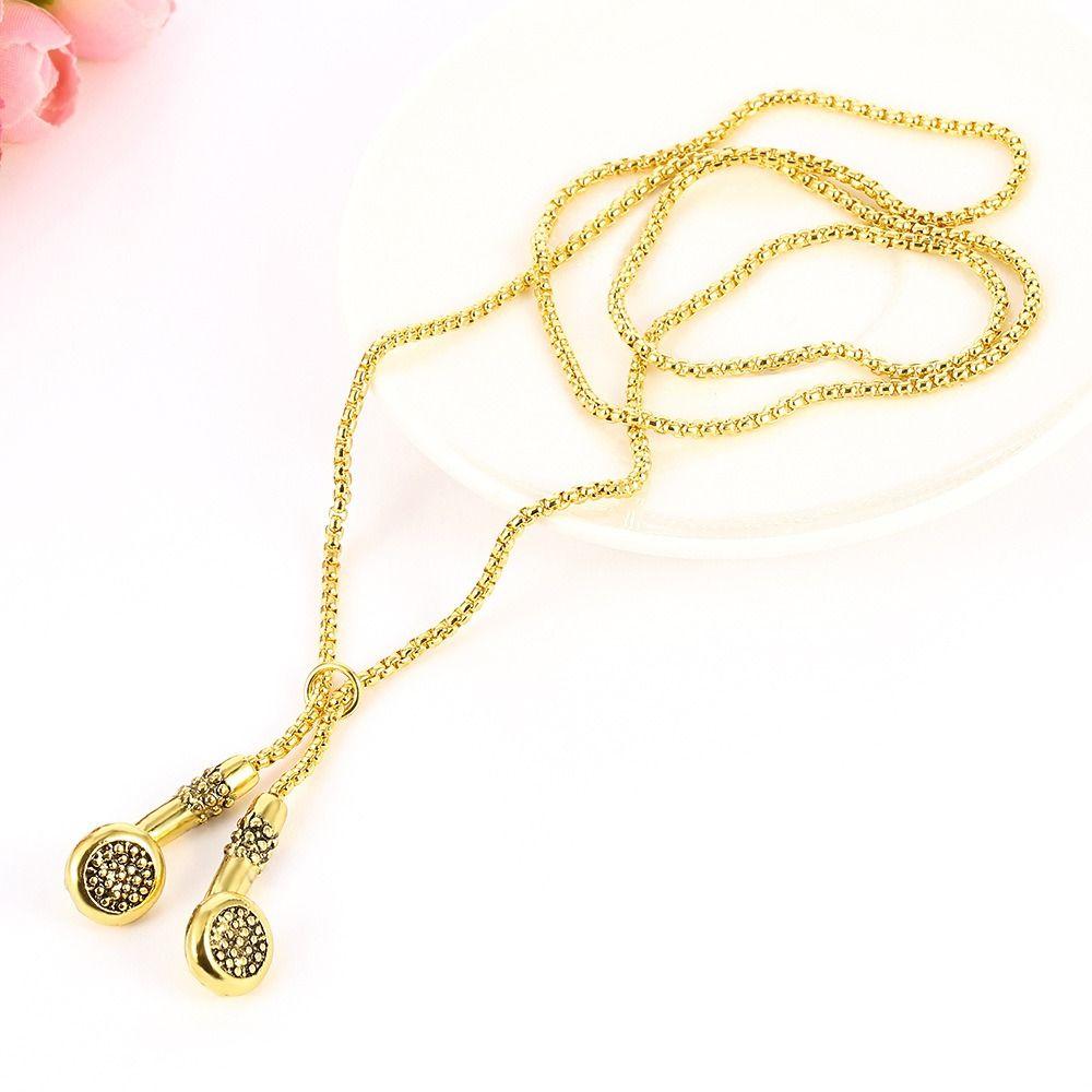 Earbuds Pendant Clothing Accessories Necklace Long Sweater Chain Earphone Pendant Necklace  Jewelry