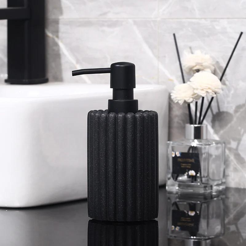 Japanese Striped Portable Lotion Bottle Bathroom Shampoo Dispensing Bottle Natural Sand Stone Soap Dispenser Bathroom Accessory
