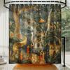 Jaipur Garden Shower Curtain, Indian Painting Style Bathroom Decor,Waterproof Fabric Curtain with Hooks, Vintage Floral Boho