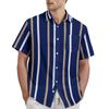 Striped Color Blocking Print - Men's Casual Short Sleeved Shirt