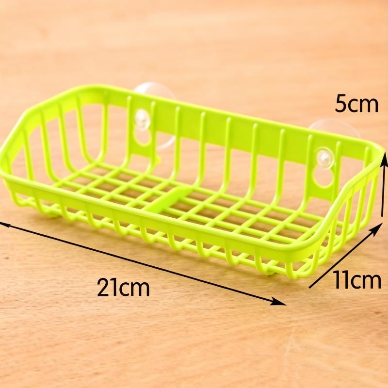 Multifunctional Double Suction Cup Kitchen Sink Drain Basket Hollow Plastic Sponge Soap Dish Storage Rack for Home