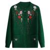 Women's Single-breasted Slim Sweater Coat Middle-aged and Elderly Embroidery Knit Cardigan Jacket