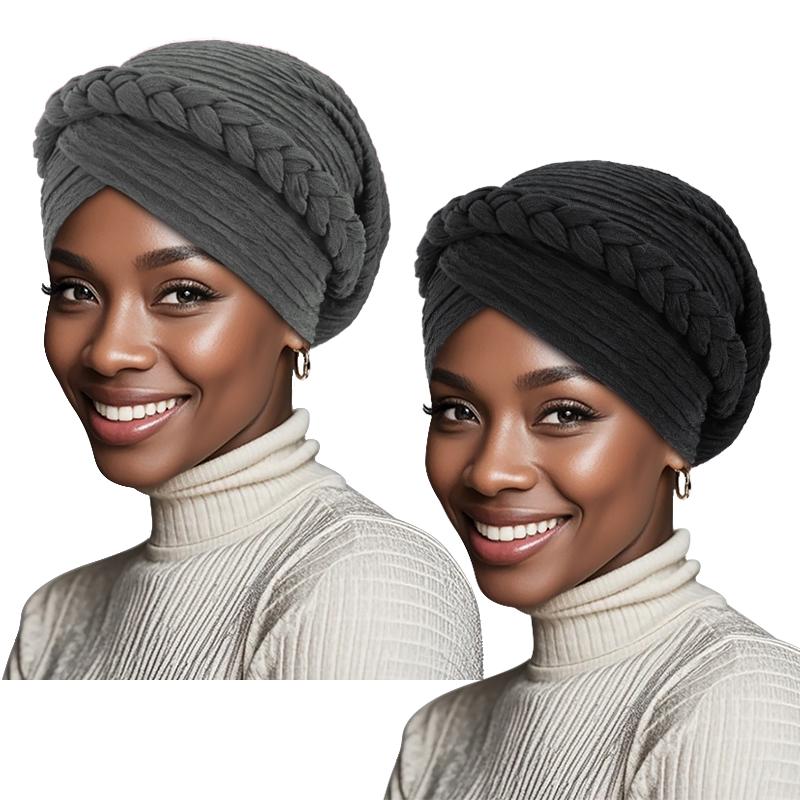 2PCS/LOT Solid Colors Women Bohemian Style Handmade Braid Turban Head Wrap Twist Bandana Head Scarf