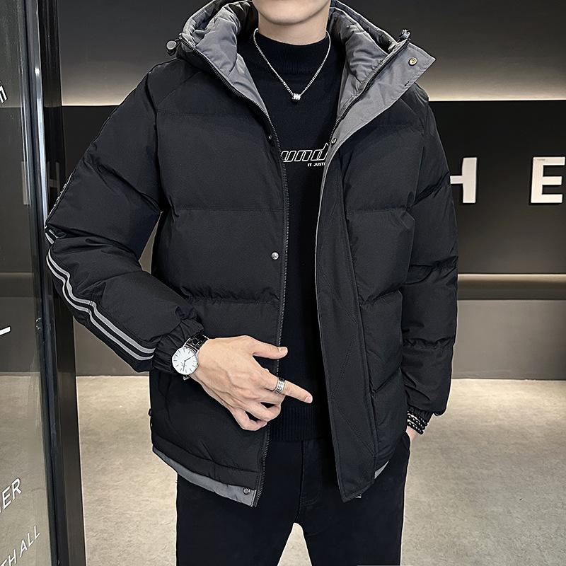 

Men’s Winter Thickened Hooded Cotton Jacket Warm Casual Versatile Solid Color Design Coldproof Daily Outdoor Top 8XL
