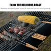10pcs BBQ Roast Barbecue Skewer Grill Kebab Needles Stick Stainless Steel Wood Handle Barbecue Needle for Fish Meat