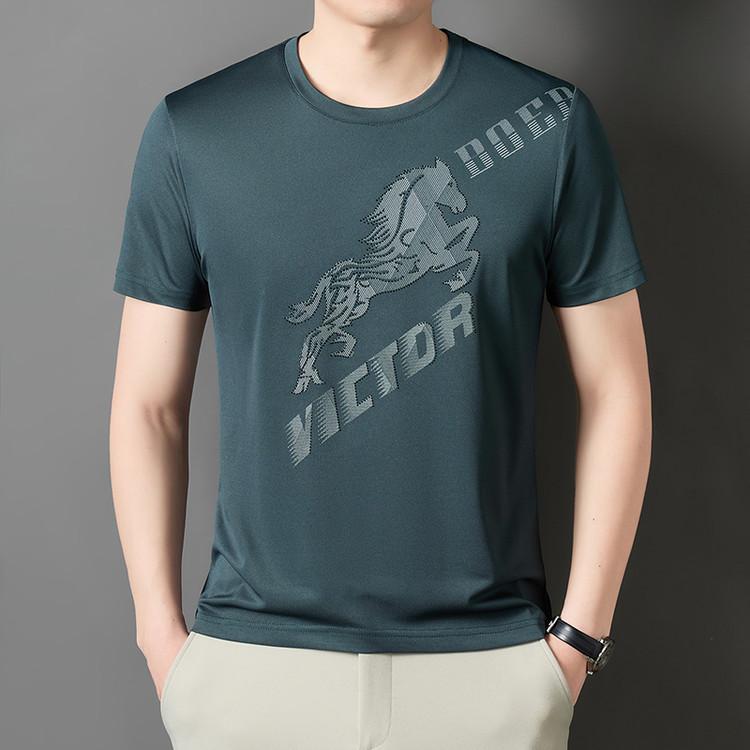 Printed Short Sleeve Men s Summer T-Shirt Crew Neck Middle-Aged & Young M