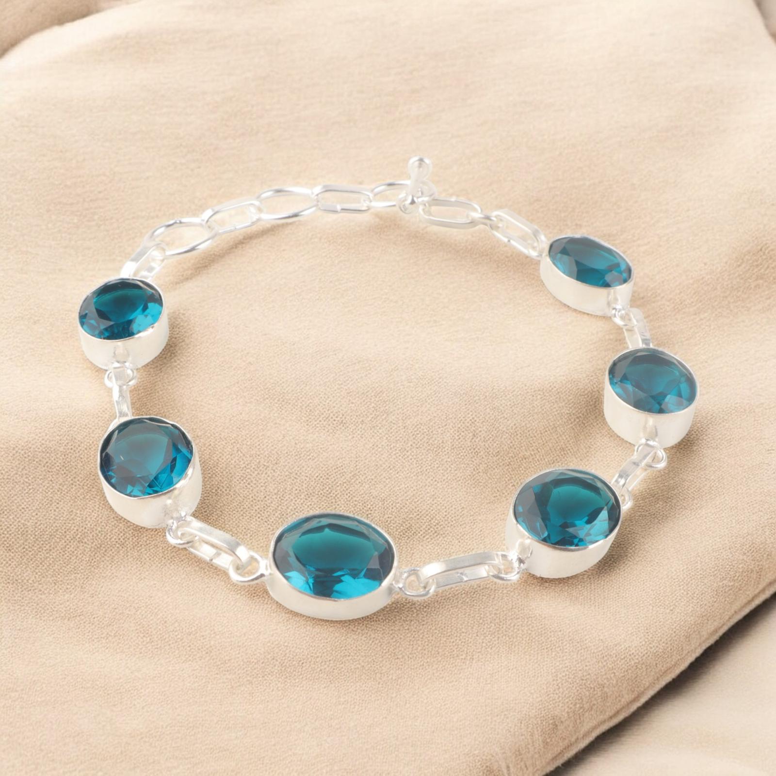 

Apatite Gemstone 925 Sterling Silver Jewelry Handcrafted Bracelet 9 For Women RB-5-4