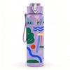 1PC Abstract Geometric Mountain Print 750ml Color Plastic Sports Water Bottle Leakproof Flip Straw Lid Suitable for Sports Office Home Use